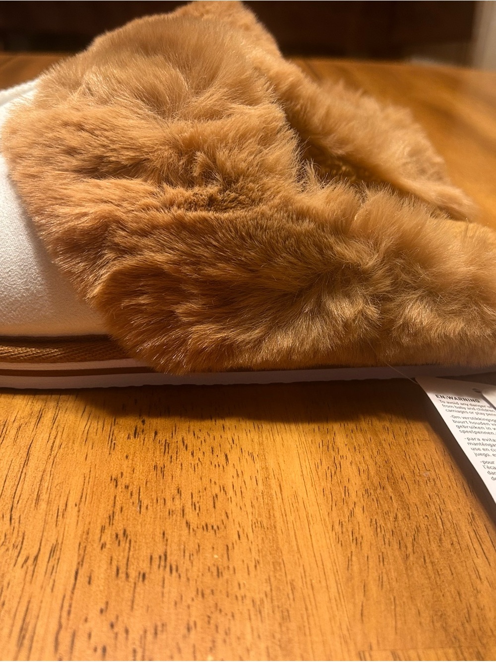 New Kuailu Plush Faux Fur Slide Slippers — Caramel Brown